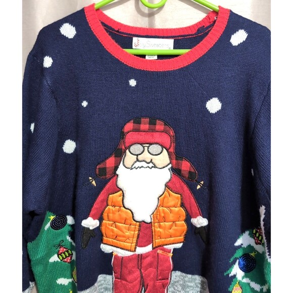 Jolly Sweaters Ugly Christmas Sweater Unisex XXL Santa in Hunting Vest Funny - Picture 11 of 16